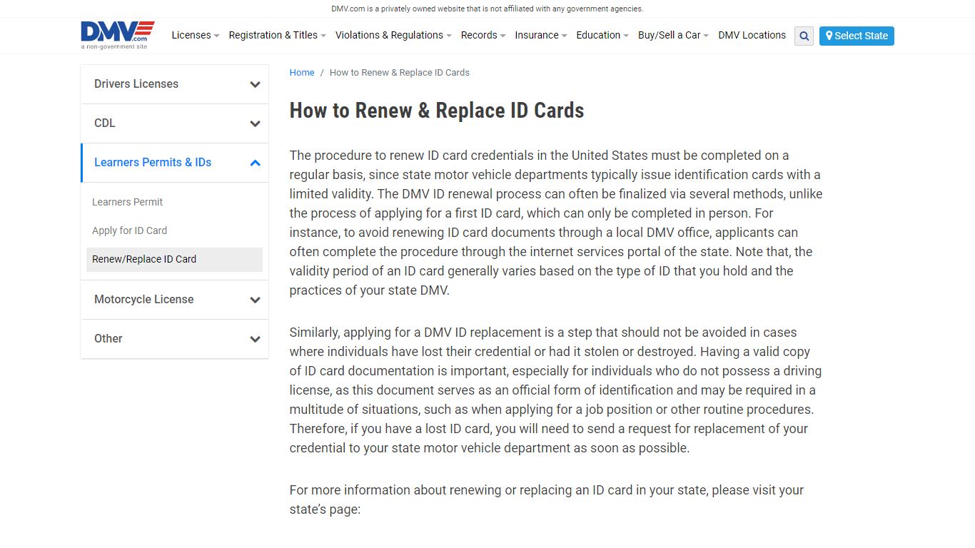 ID Card Renewal & Replacement | DMV.com